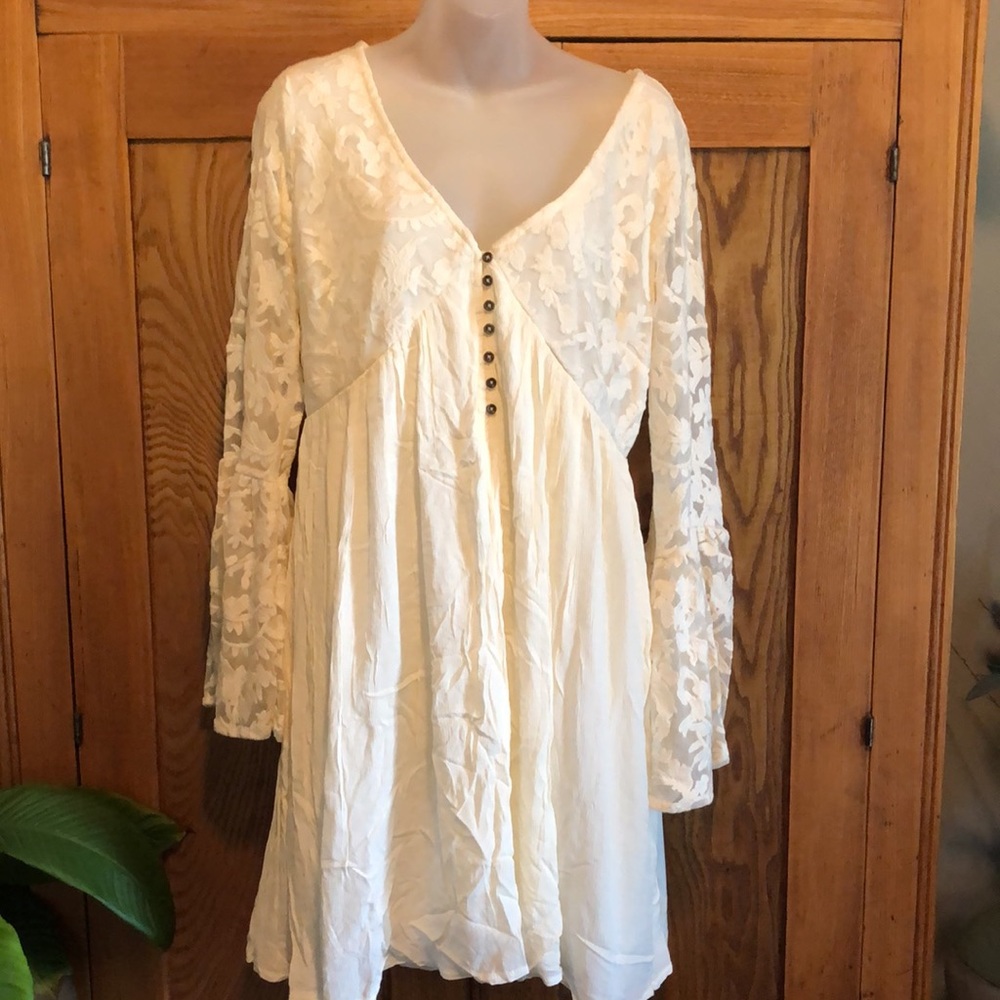 1X 2X exhilaration lace crinkle cotton pheasant sleeve hobo shirt